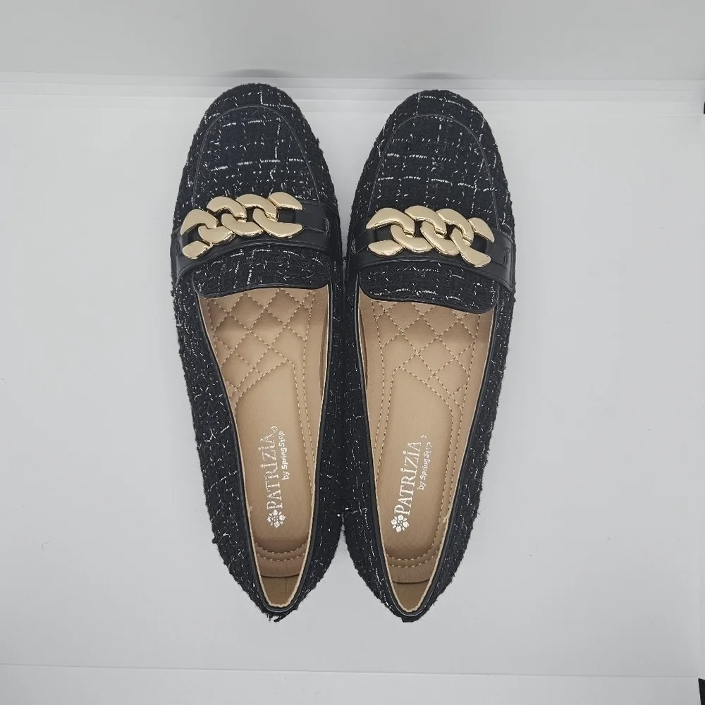 Patrizia black boucle chain loafers EU 37 US 6.5-7